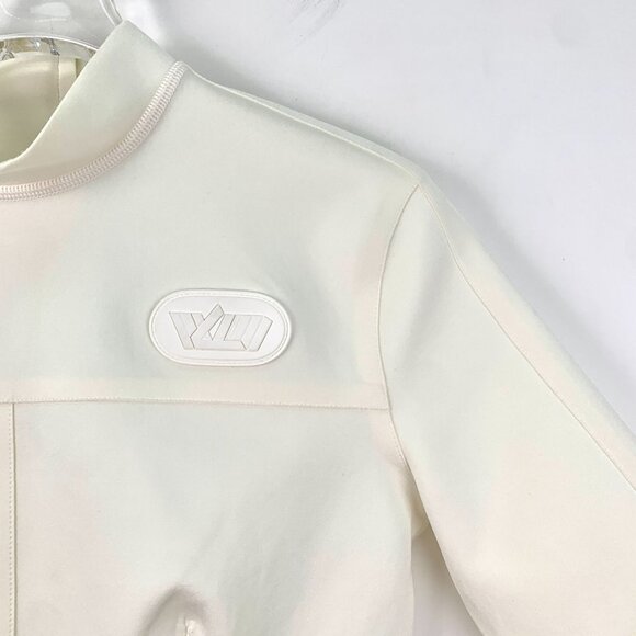 Louis Vuitton White Short-Sleeve Stand-Up Collar Top With Embossed Logo & Monogr - Picture 6 of 7